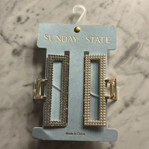 Pearl and Faux Diamond Bridal Claw Clips